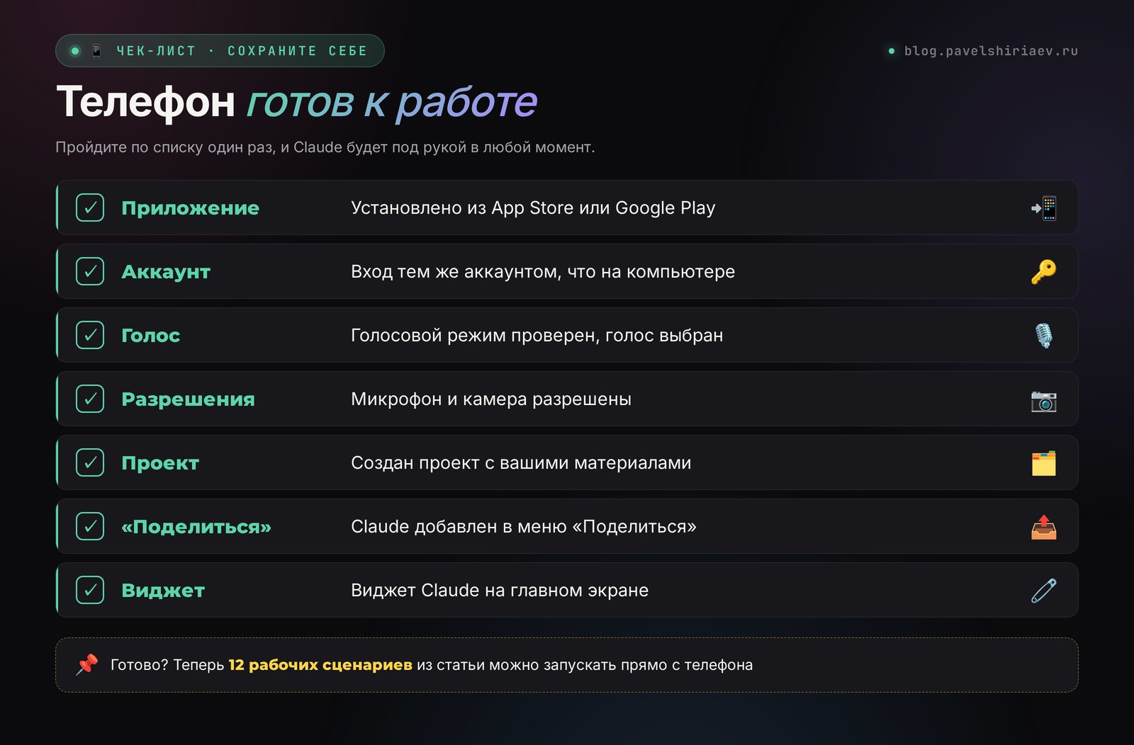 Чек-лист: телефон готов к работе с Claude