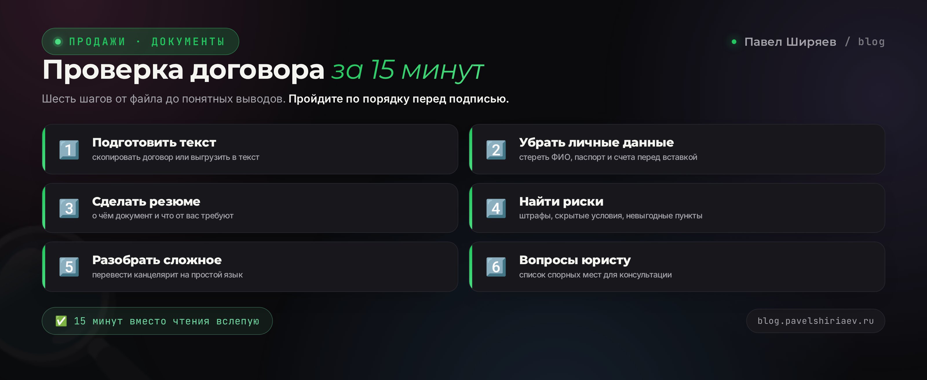 Проверка договора нейросетью за 15 минут: шесть шагов